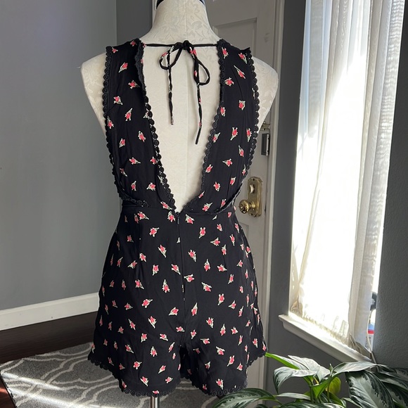 Topshop Petite Rose Print Romper - Picture 4 of 8